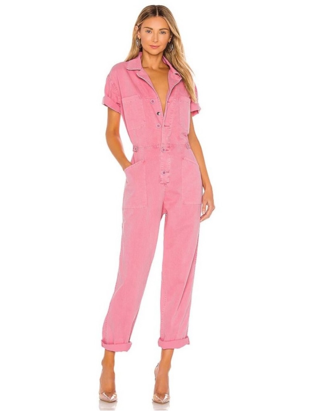 Pistola Grover Field Suit Short Sleeve Utility Jumpsuit Pink Flamingo Size XS - Picture 12 of 16